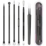6Pcs Pimple Popper Tool Kit, Blackhead Remover Acne Needle Tools Set Removing Care Comedone Whitehead Popping Zit