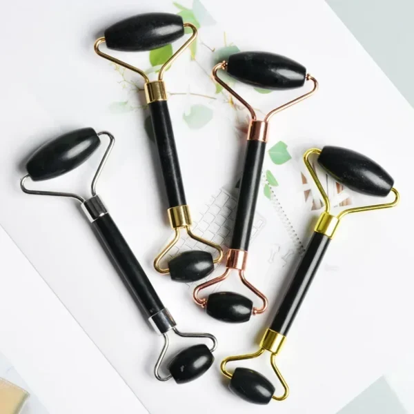 Natural Obsidian Black Face Jade Roller Facial Massage Tool for Skin Care Black Face Massage Roller Facial Massager